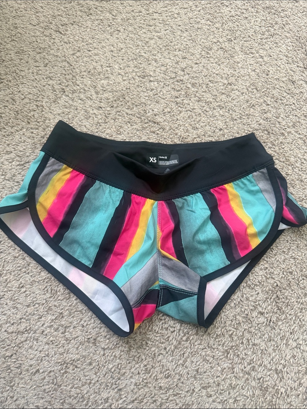 Hurley Phantom Multicolor Striped Athletic/ Board Shorts with Black Waistband